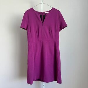 Diane von Furstenberg DVF Purple Career Dress V-Neck‎ Short Sleeve Size 12